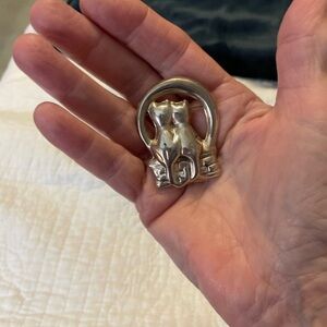 Sterling 925 double kittens Brooch/Pin